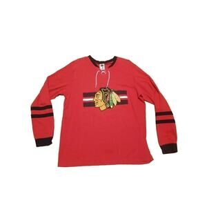 Chicago Blackhawks Long Sleeve #19 Jonathan Toews Size Large Red NHLPA